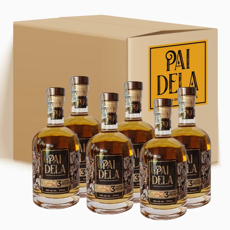 Kit - Cachaça Pai Dela – Blend Três Madeiras - 6 Unidades (375ml)