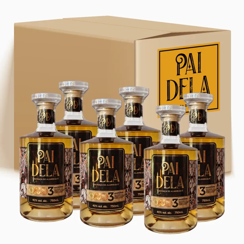 Kit - Cachaça Pai Dela – Blend Três Madeiras - 6 Unidades (750ml)